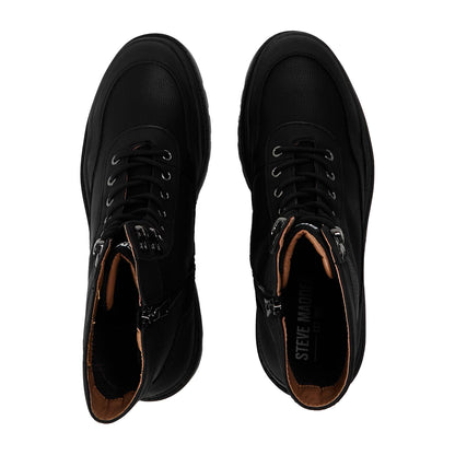 Black - Side - Steve Madden Mens Hudson Combat Boots