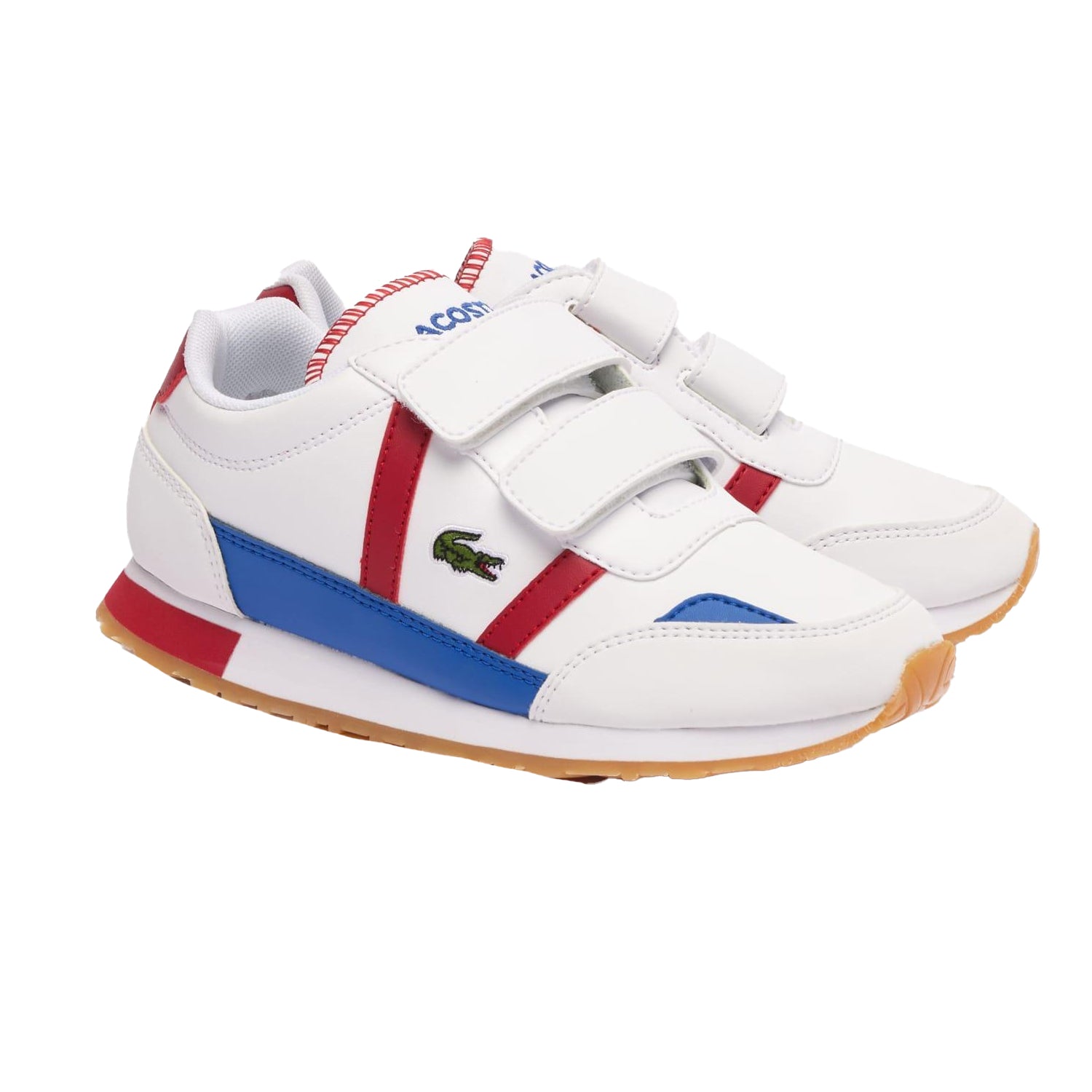 White-Red - Front - Lacoste Childrens-Kids Partner Trainers