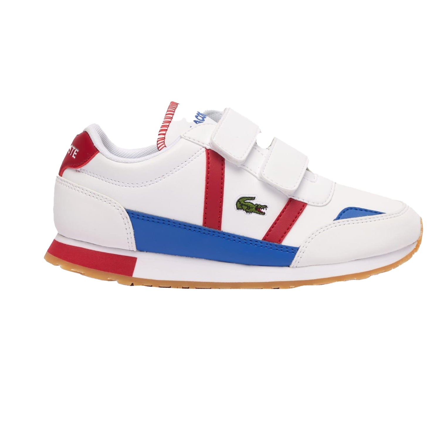 White-Red - Pack Shot - Lacoste Childrens-Kids Partner Trainers