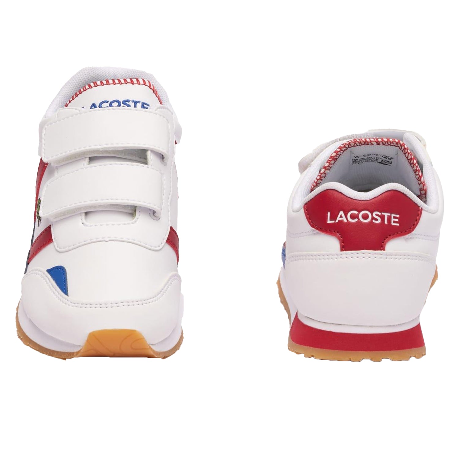 White-Red - Side - Lacoste Childrens-Kids Partner Trainers