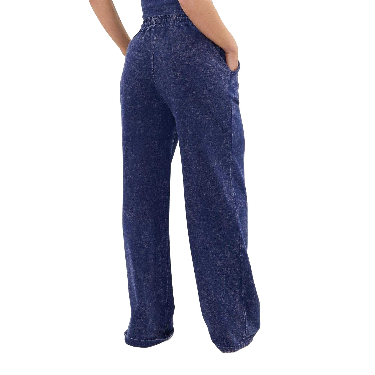 Blue - Back - I Saw It First Womens-Ladies Washed Wide Leg Joggers
