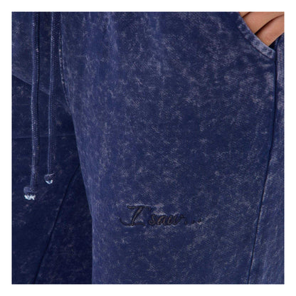 Blue - Side - I Saw It First Womens-Ladies Washed Wide Leg Joggers