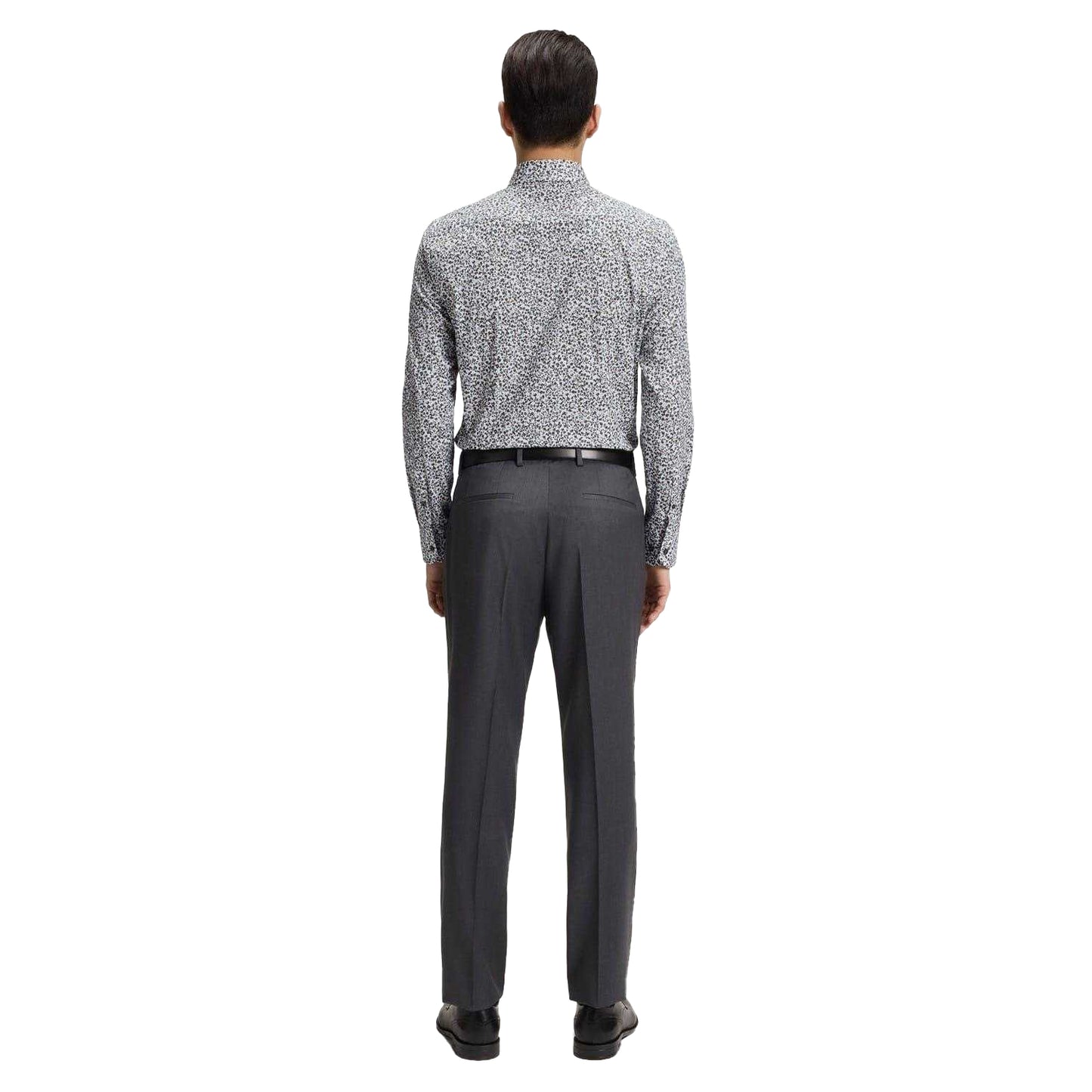Green - Back - Boss Mens Floral Slim Long-Sleeved Shirt