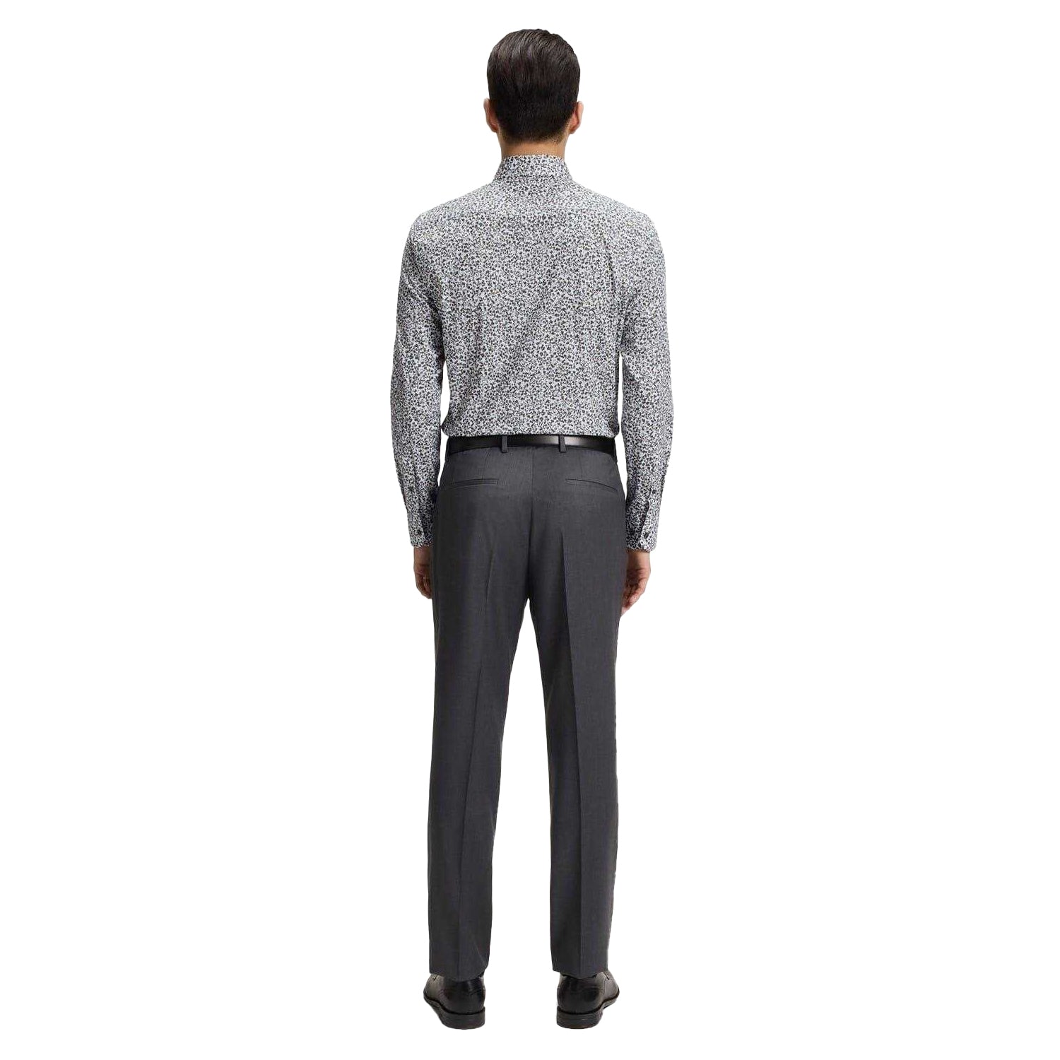 Green - Back - Boss Mens Floral Slim Long-Sleeved Shirt