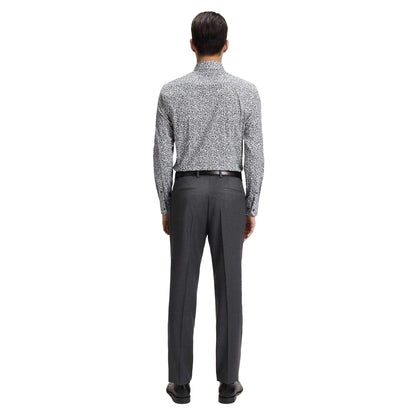 Green - Back - Boss Mens Floral Slim Long-Sleeved Shirt