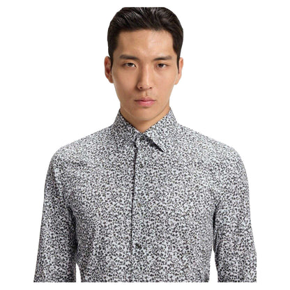 Green - Side - Boss Mens Floral Slim Long-Sleeved Shirt