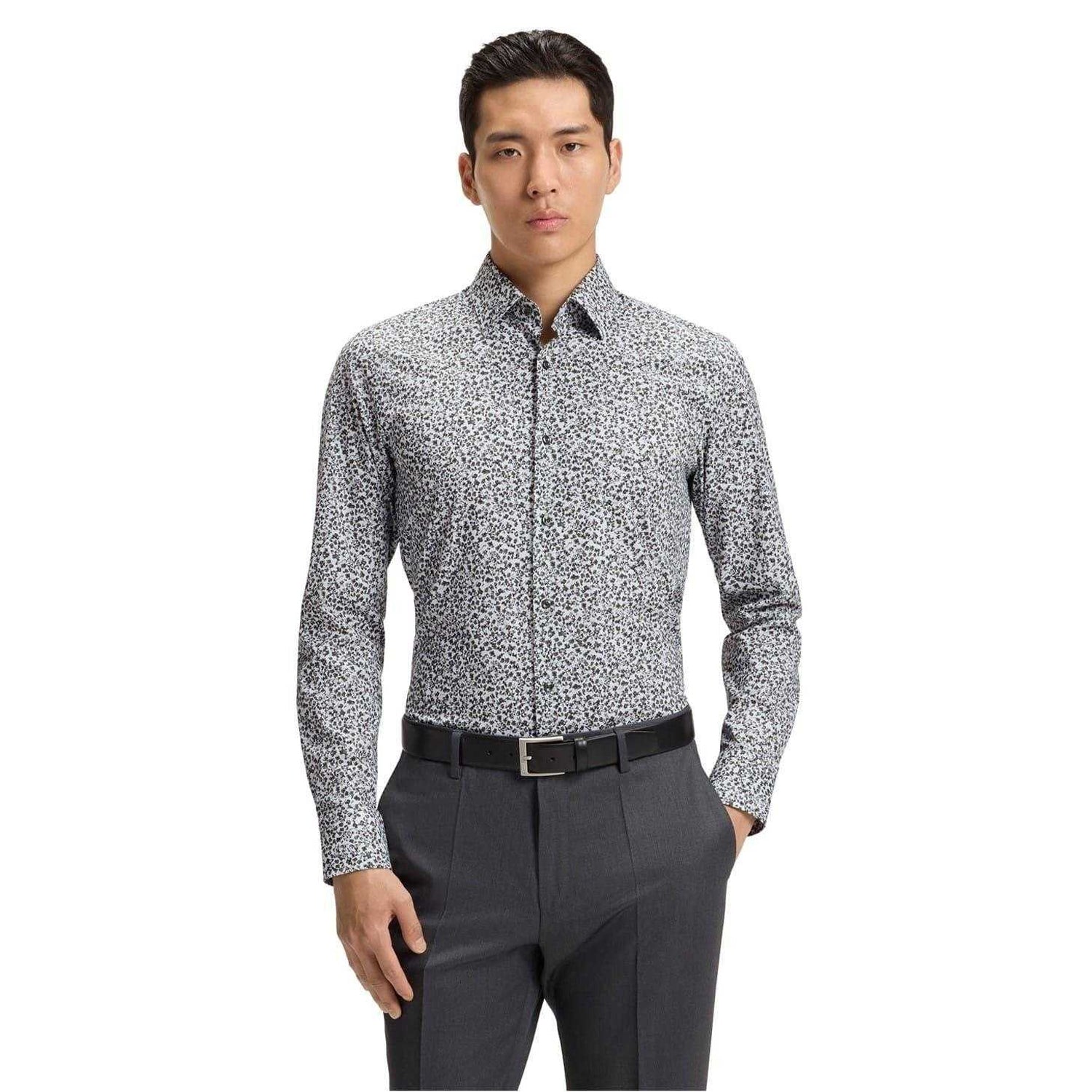 Green - Lifestyle - Boss Mens Floral Slim Long-Sleeved Shirt