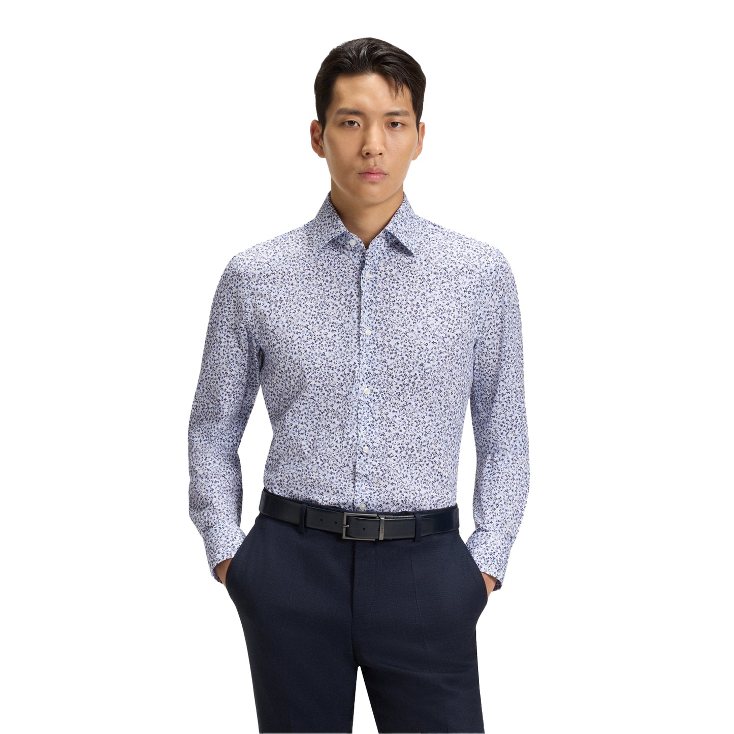 Pastel Blue - Lifestyle - Boss Mens Floral Slim Long-Sleeved Shirt