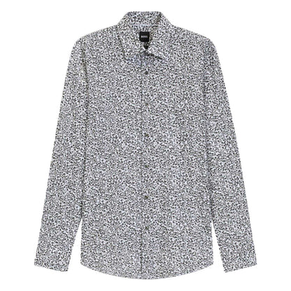 Green - Front - Boss Mens Floral Slim Long-Sleeved Shirt