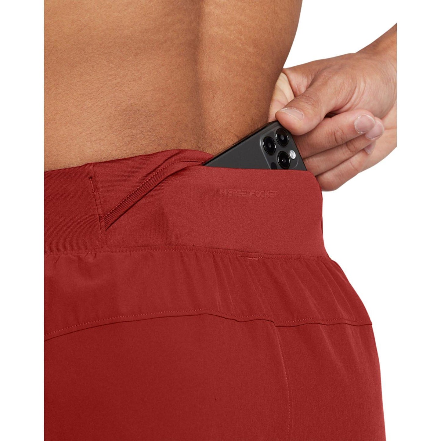 Orange - Side - Under Armour Mens Launch Elite Shorts