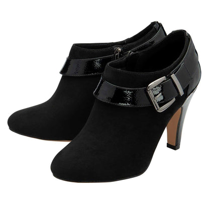 Black - Side - Lotus Shoes Womens-Ladies Suede Stiletto Heel Ankle Boots