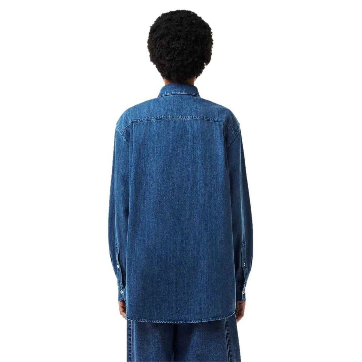 Medium Blue - Back - Lacoste Womens-Ladies Denim Shirt