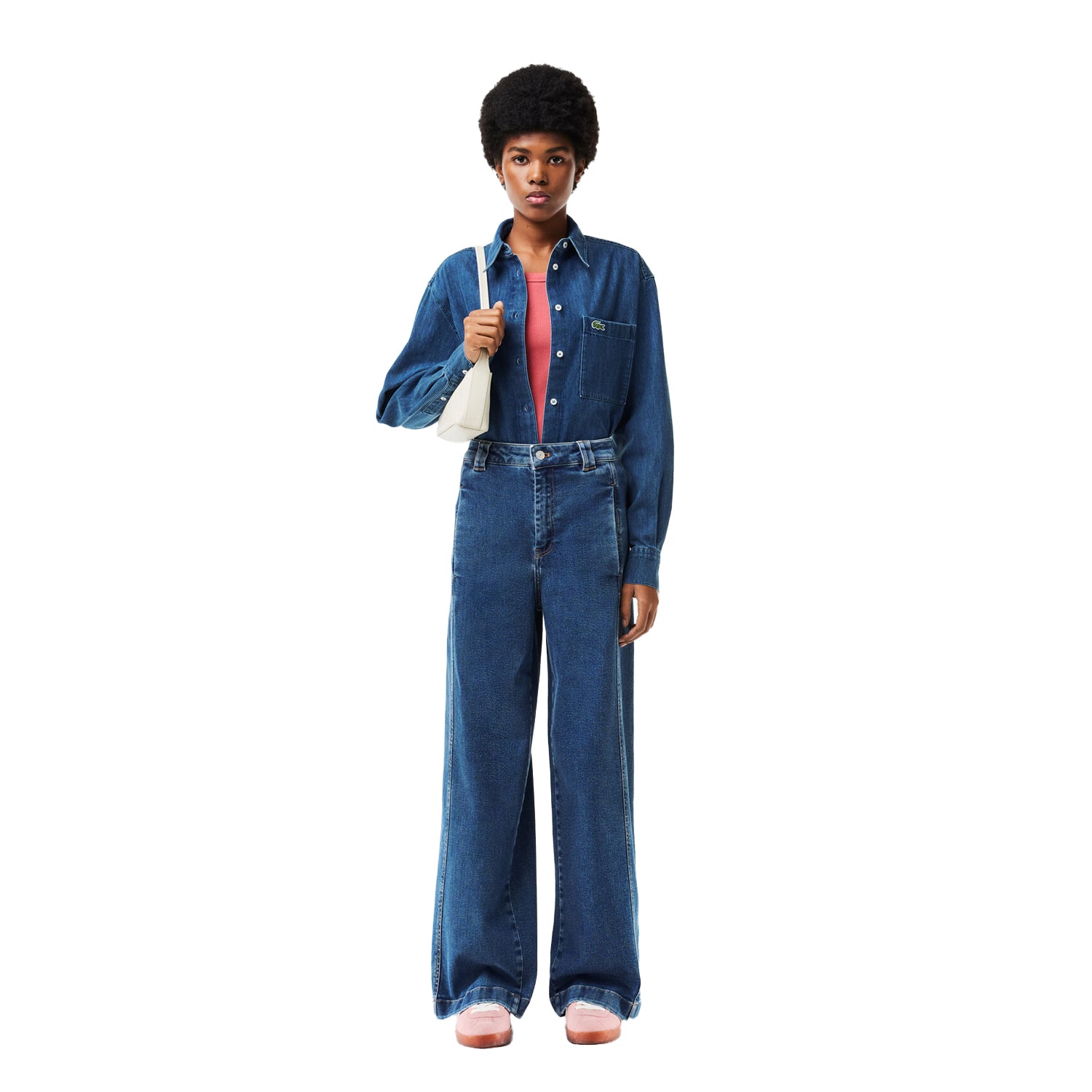 Medium Blue - Pack Shot - Lacoste Womens-Ladies Denim Shirt