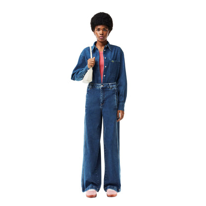 Medium Blue - Pack Shot - Lacoste Womens-Ladies Denim Shirt