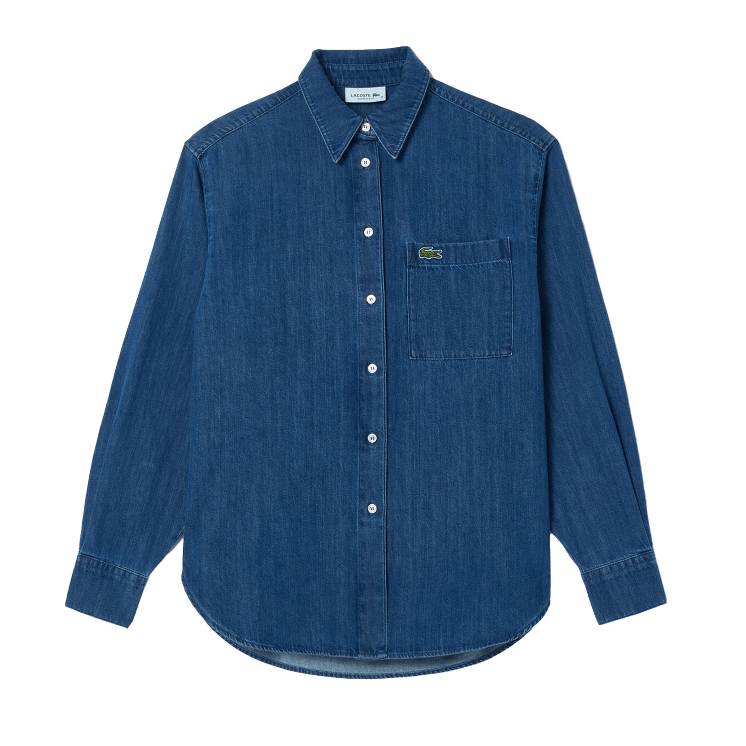 Medium Blue - Front - Lacoste Womens-Ladies Denim Shirt
