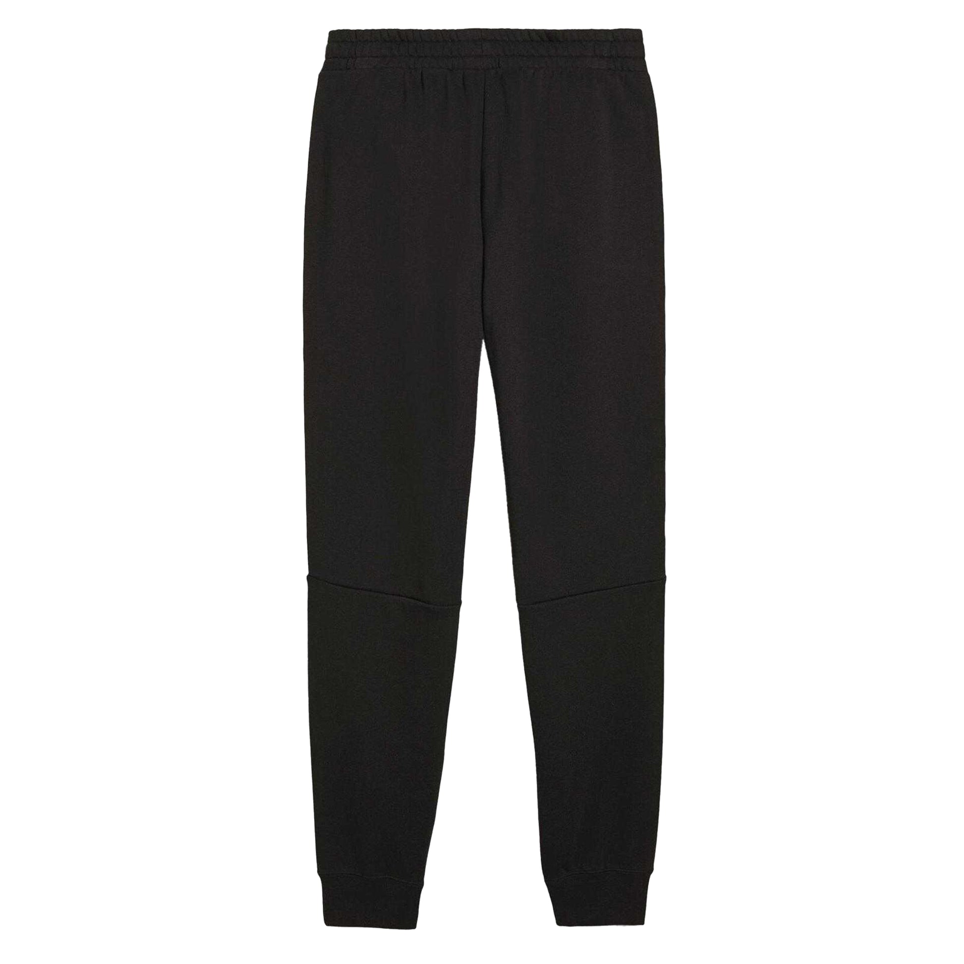 Black - Back - Puma Mens Fleece Ribbed Cuff Joggers