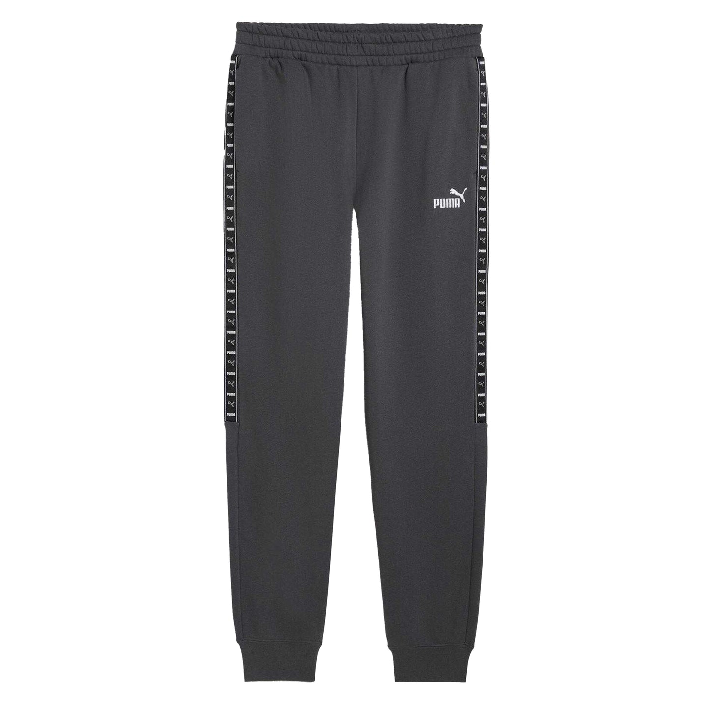 Grey - Front - Puma Mens Fleece Ribbed Cuff Joggers
