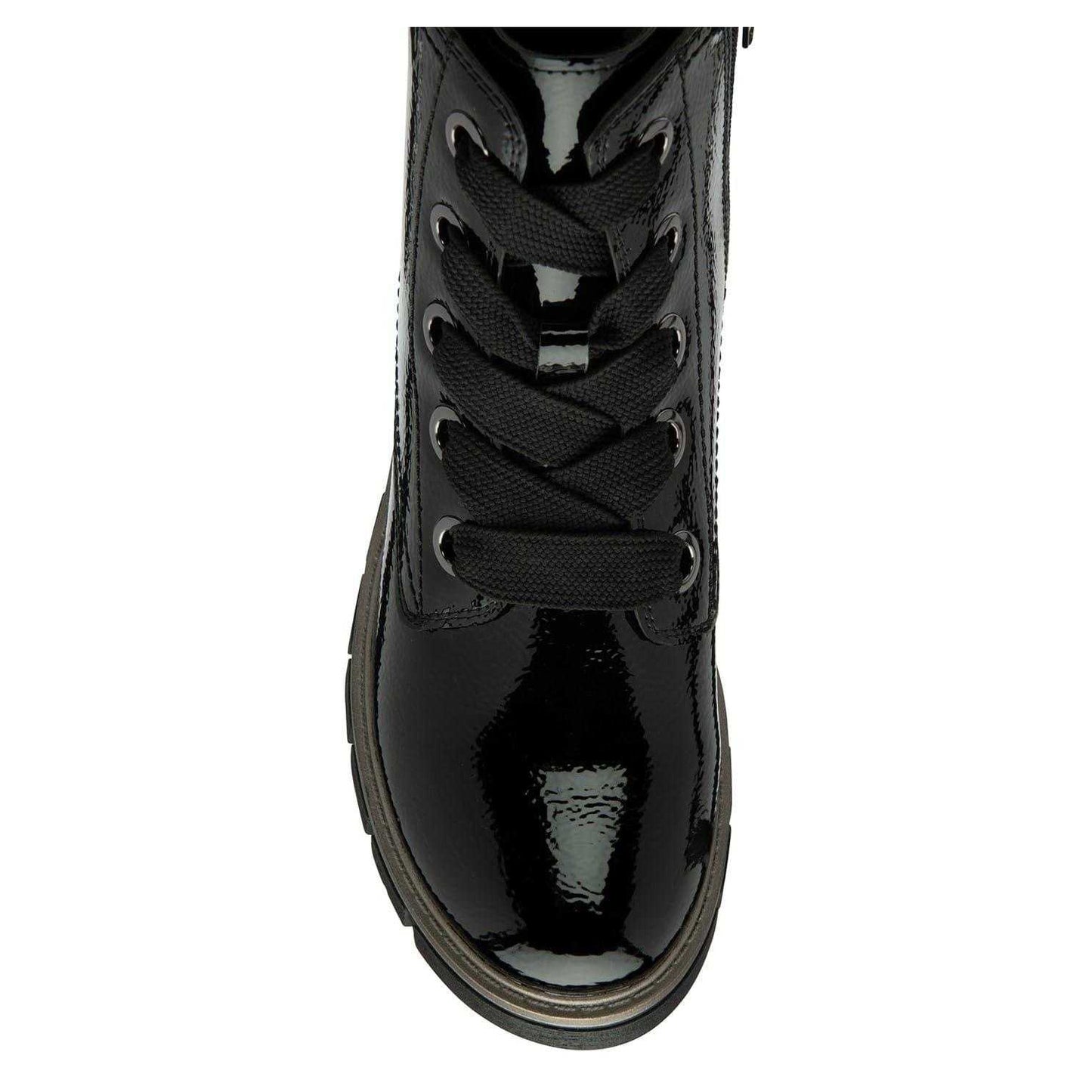 Black Patent - Side - Lotus Shoes Womens-Ladies Jojo Combat Boots
