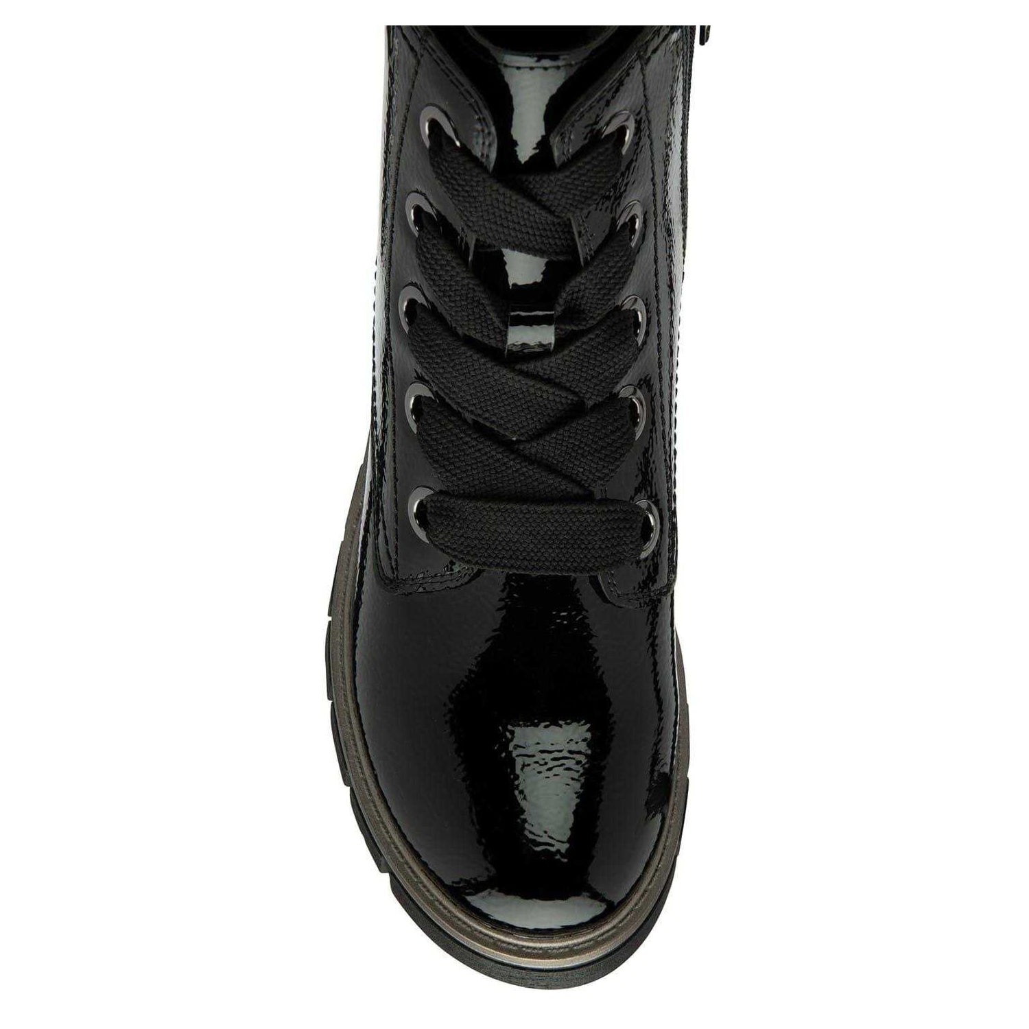 Black Patent - Side - Lotus Shoes Womens-Ladies Jojo Combat Boots