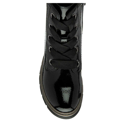 Black Patent - Side - Lotus Shoes Womens-Ladies Jojo Combat Boots