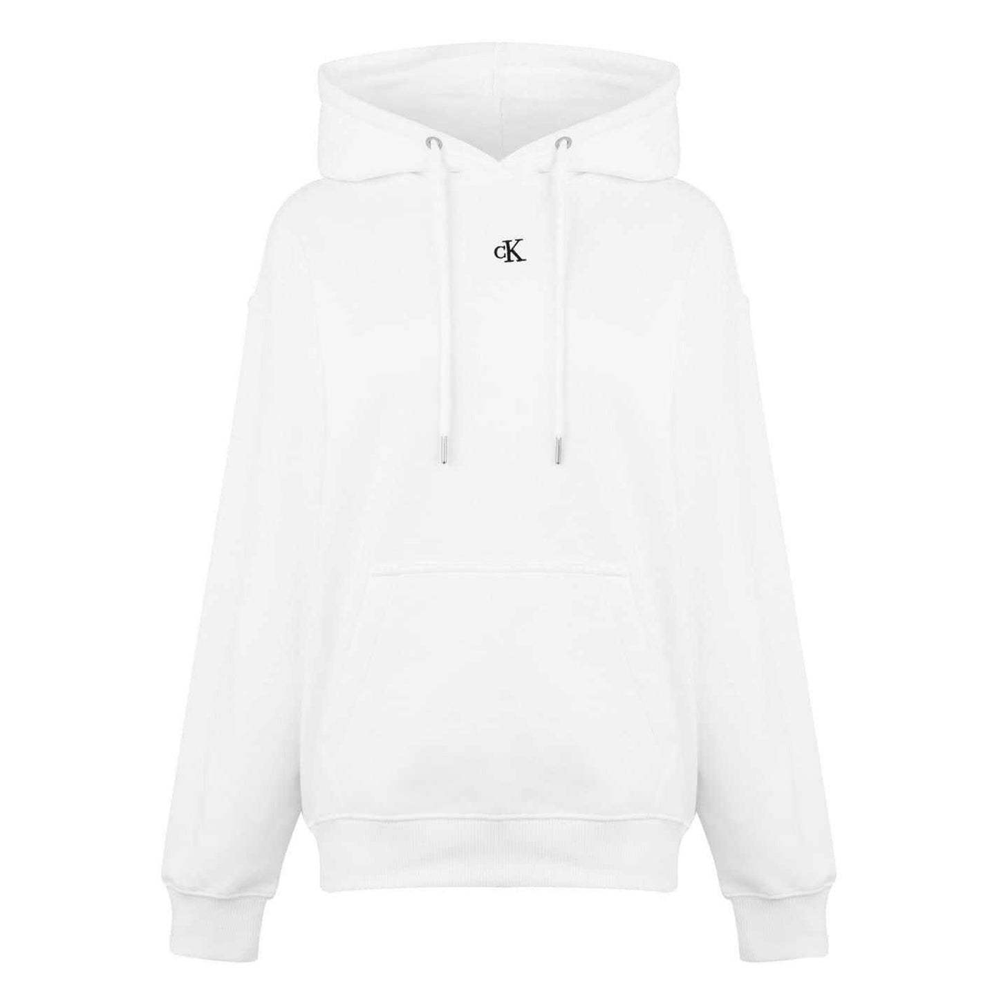 Bright White - Front - Calvin Klein Unisex Adult Jeans Relaxed Fit Hoodie