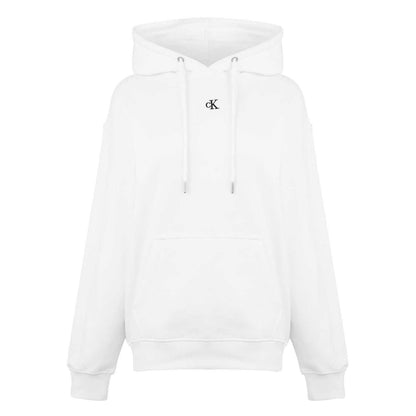 Bright White - Front - Calvin Klein Unisex Adult Jeans Relaxed Fit Hoodie
