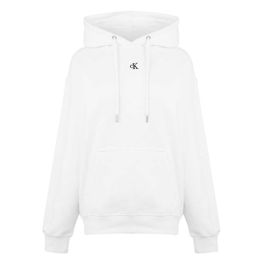 Bright White - Front - Calvin Klein Unisex Adult Jeans Relaxed Fit Hoodie