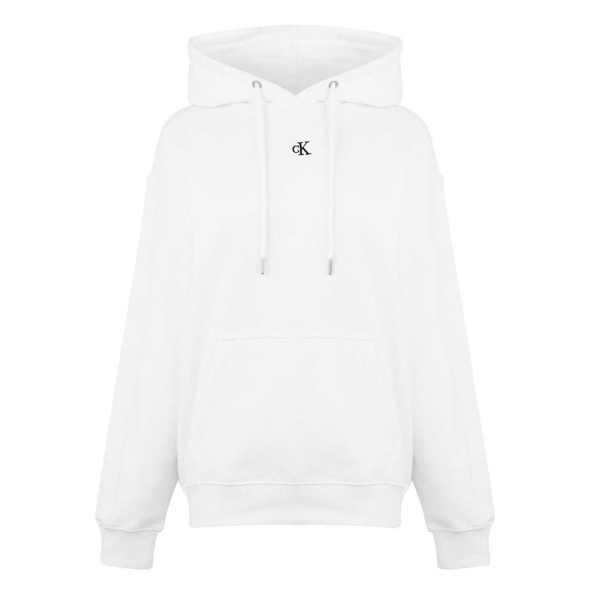 Bright White - Front - Calvin Klein Unisex Adult Jeans Relaxed Fit Hoodie
