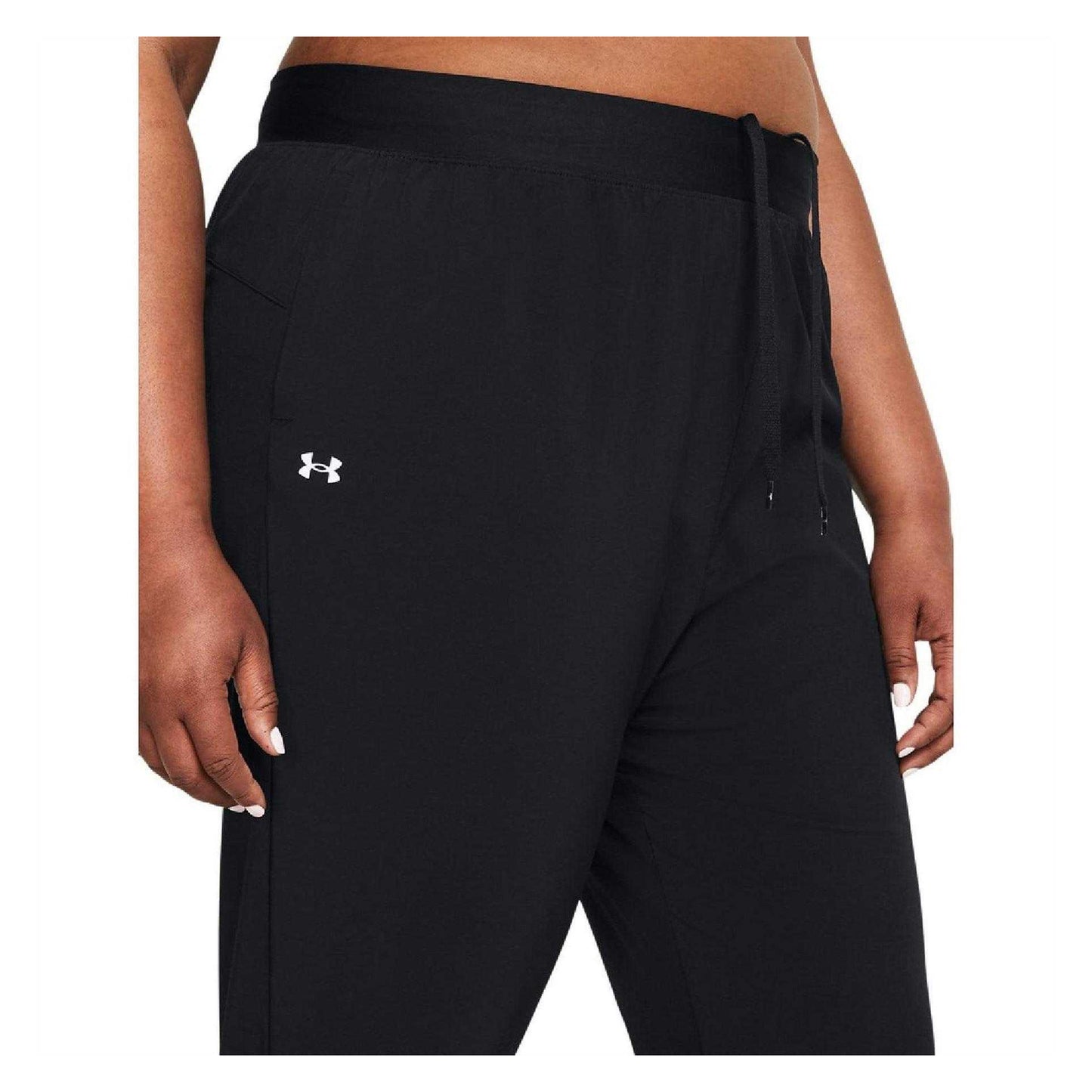 Black - Side - Under Armour Womens-Ladies High Rise Joggers