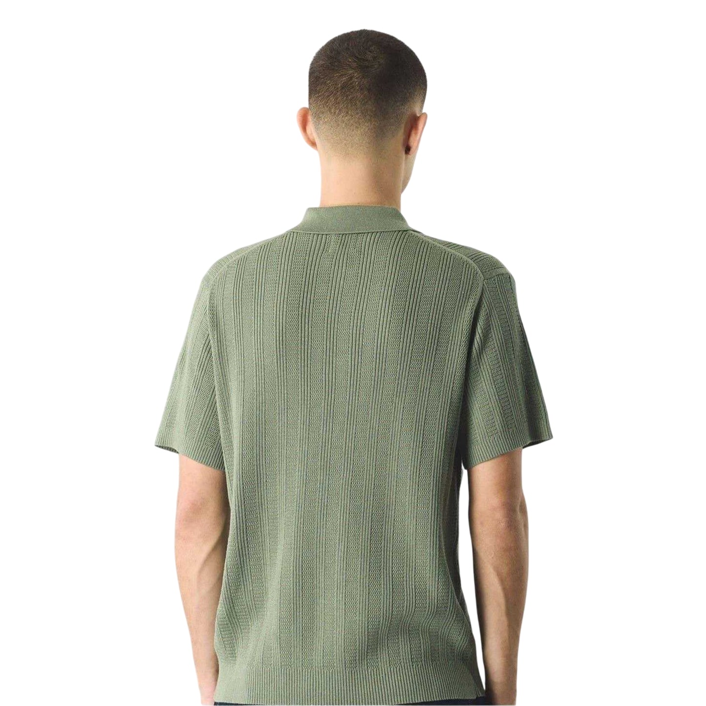 Green - Back - Pretty Green Mens Ribbed Regular Short-Sleeved Shirt