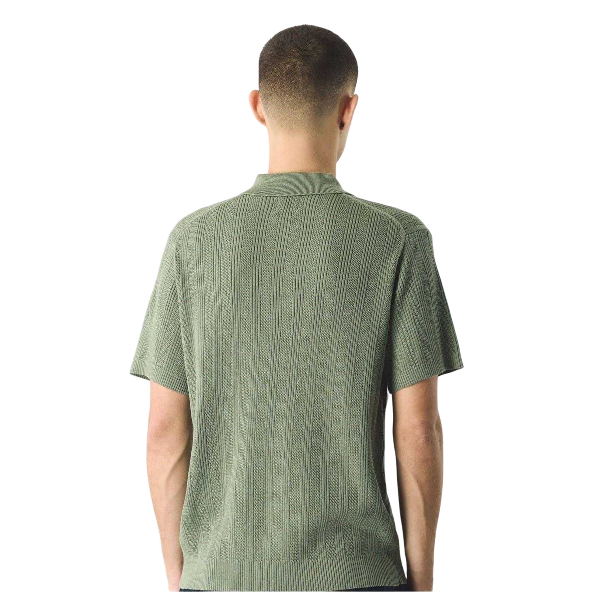 Green - Back - Pretty Green Mens Ribbed Regular Short-Sleeved Shirt