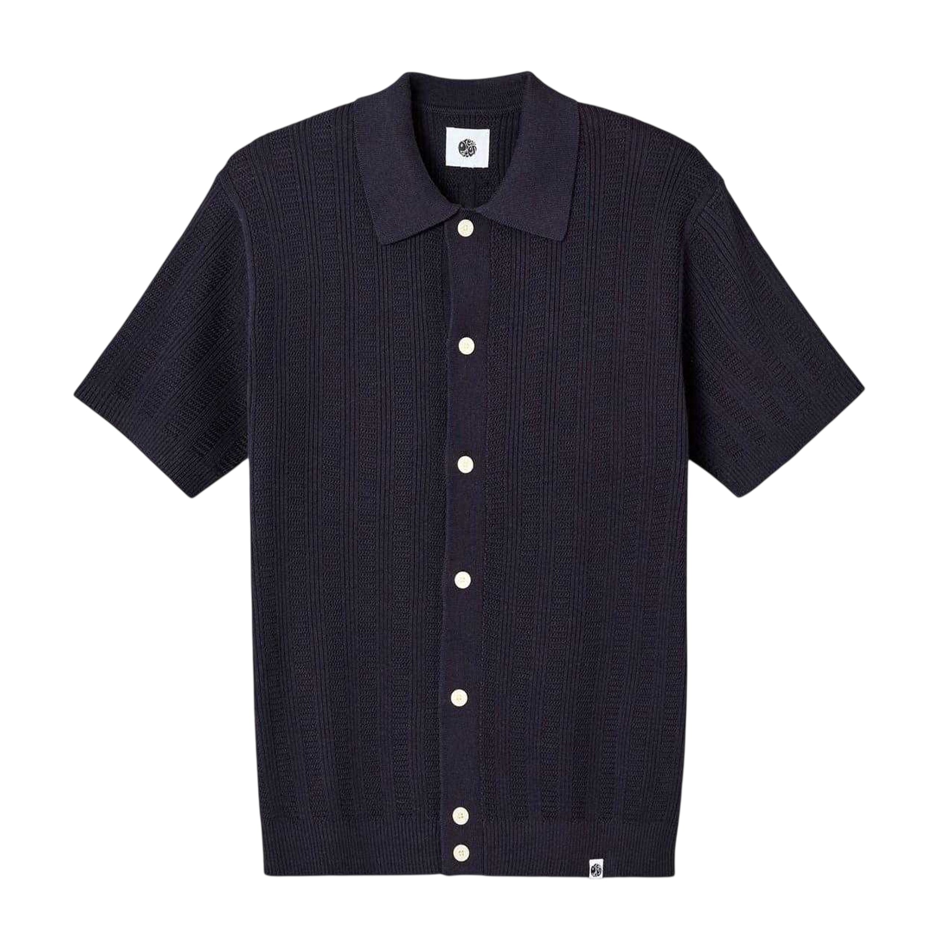 Navy - Front - Pretty Green Mens Ribbed Regular Short-Sleeved Shirt