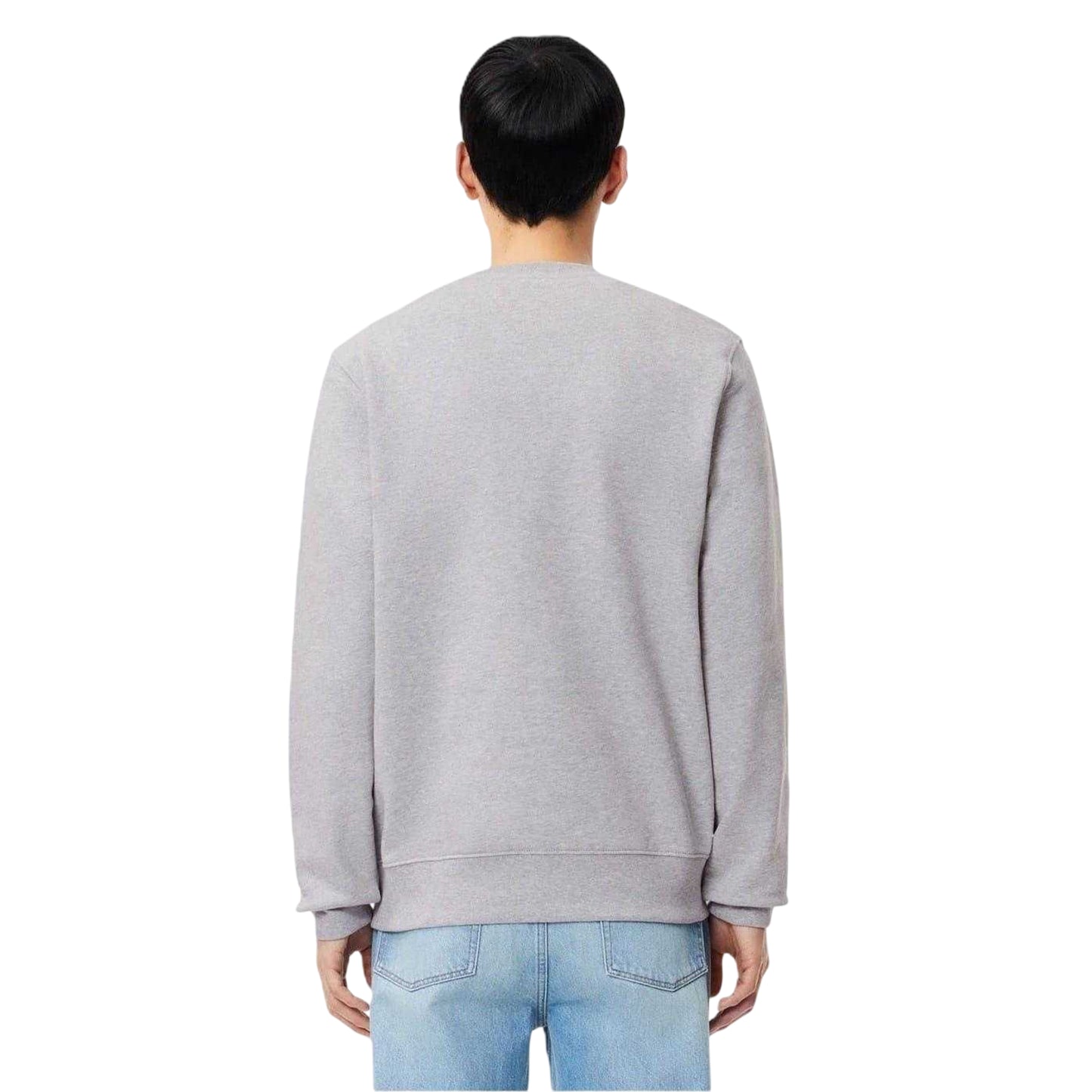 Silver Grey - Back - Lacoste Unisex Adult Lettering Fleece Crew Neck Sweatshirt
