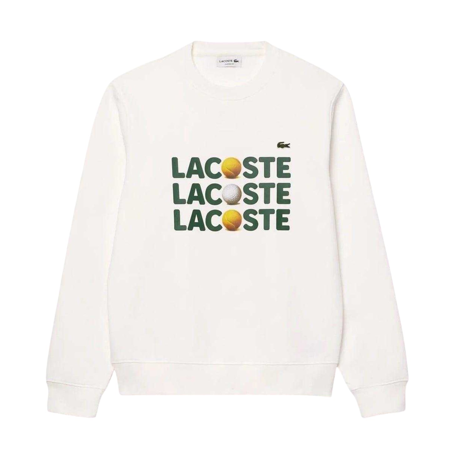 White - Front - Lacoste Unisex Adult Lettering Fleece Crew Neck Sweatshirt