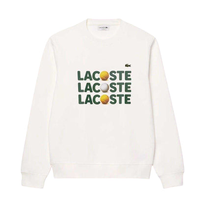 White - Front - Lacoste Unisex Adult Lettering Fleece Crew Neck Sweatshirt