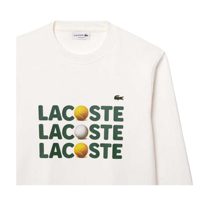 White - Back - Lacoste Unisex Adult Lettering Fleece Crew Neck Sweatshirt