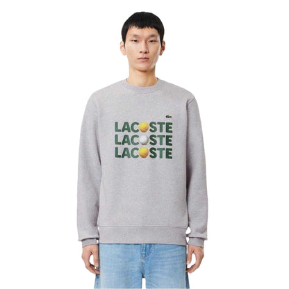 Silver Grey - Front - Lacoste Unisex Adult Lettering Fleece Crew Neck Sweatshirt