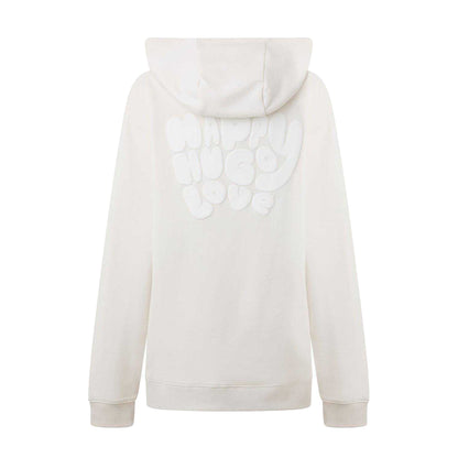 White - Back - Hugo Womens-Ladies Lettering Relaxed Fit Hoodie