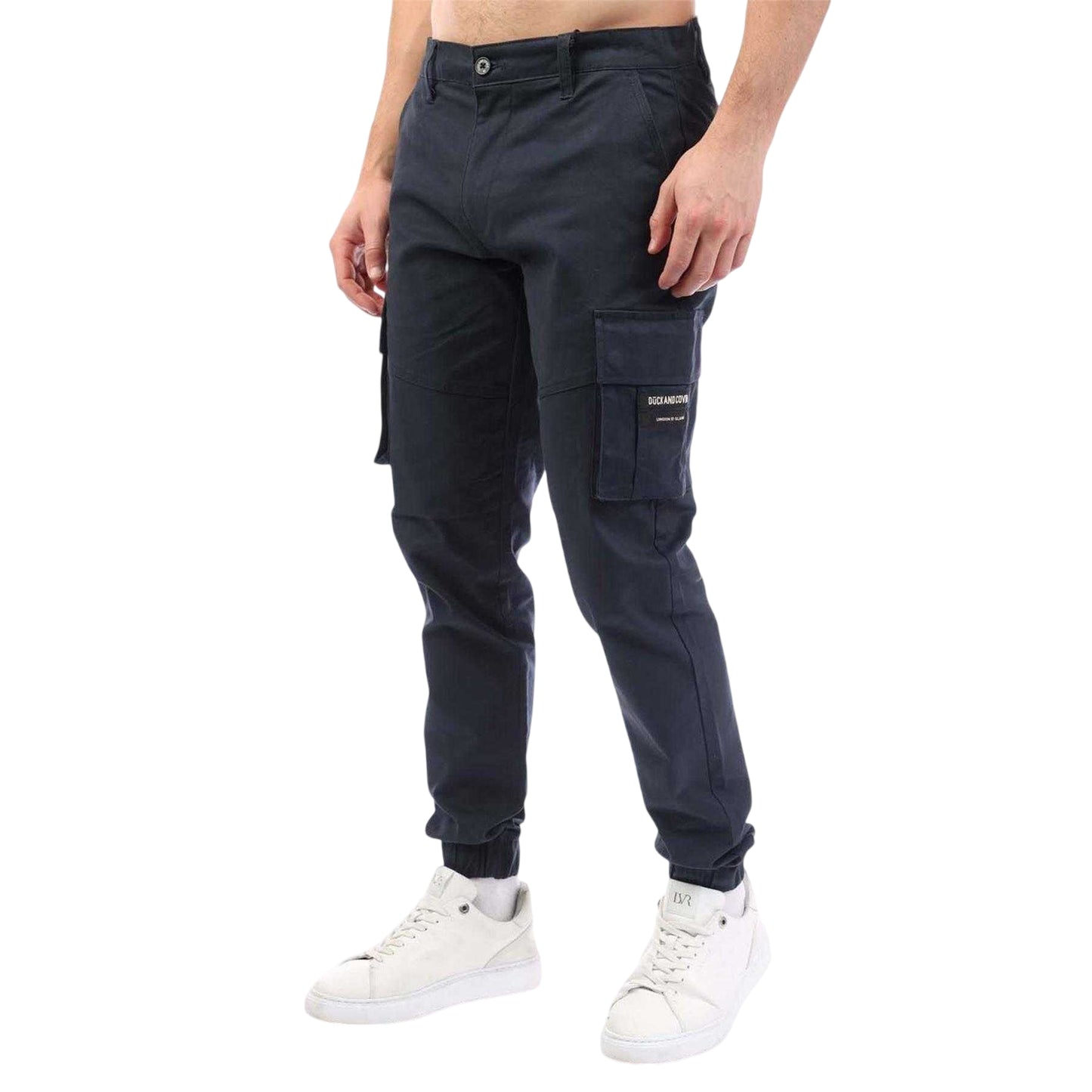 Navy - Side - Duck and Cover Mens Chemmer Woven Joggers