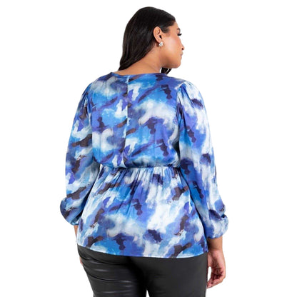 Blue - Back - Lovedrobe Womens-Ladies Satin Long-Sleeved Wrap Top