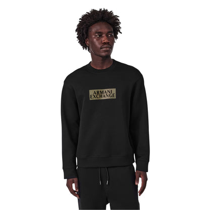 Black-Gold - Side - Armani Exchange Mens Logo Crew Neck Sweatshirt