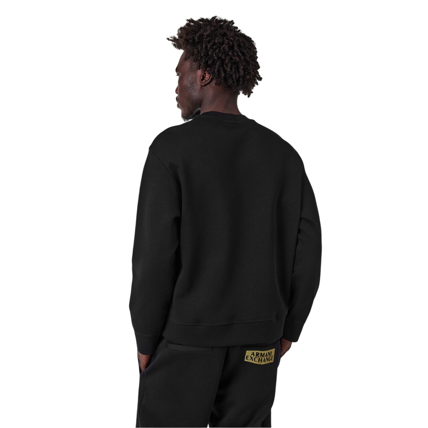 Black-Gold - Lifestyle - Armani Exchange Mens Logo Crew Neck Sweatshirt