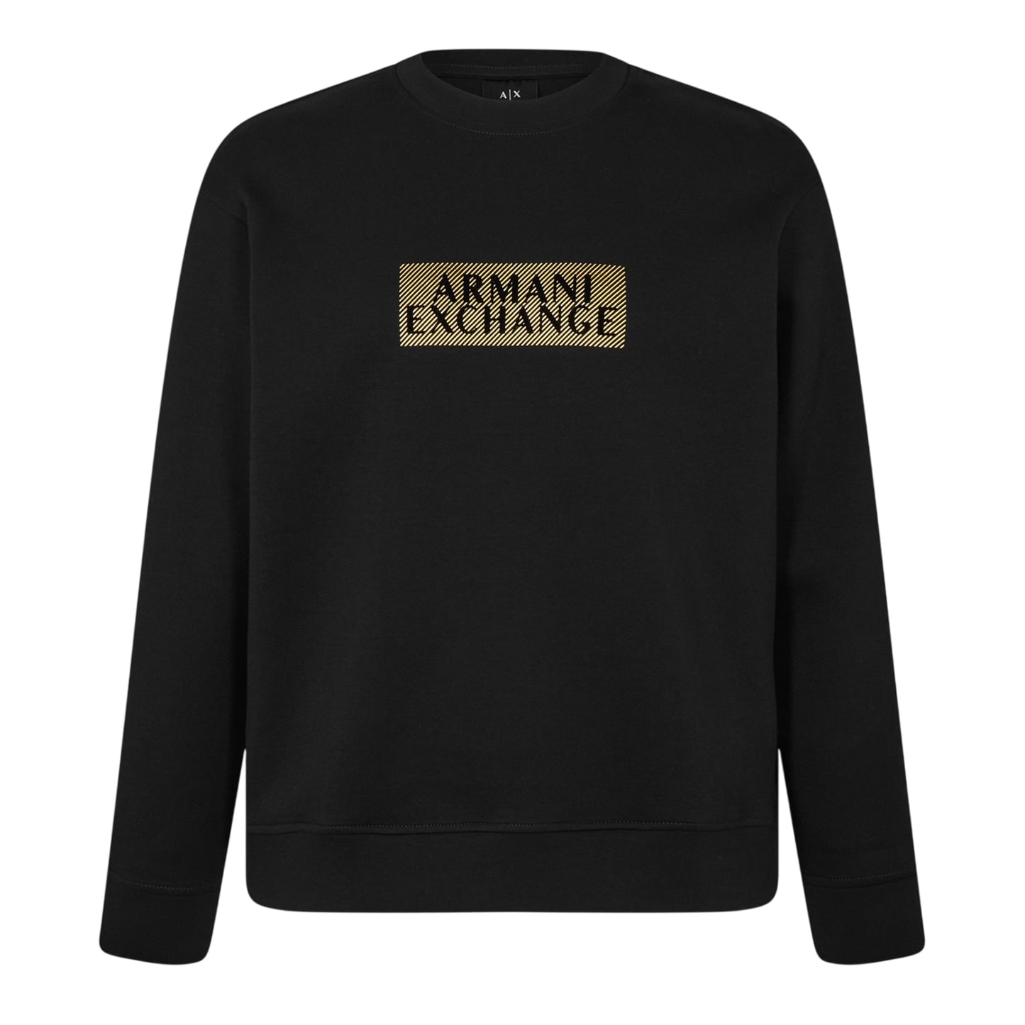 Black-Gold - Front - Armani Exchange Mens Logo Crew Neck Sweatshirt
