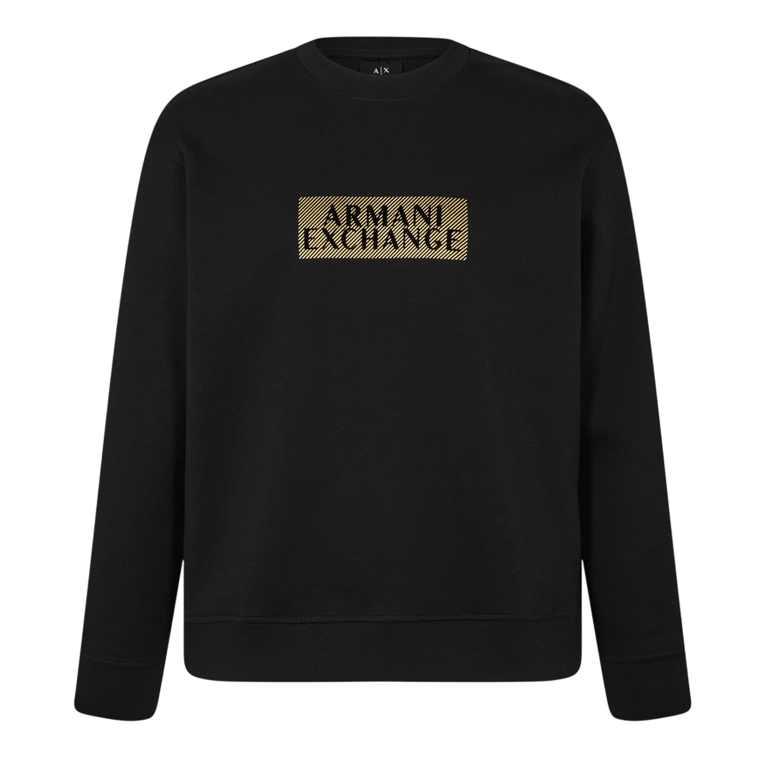 Black-Gold - Front - Armani Exchange Mens Logo Crew Neck Sweatshirt
