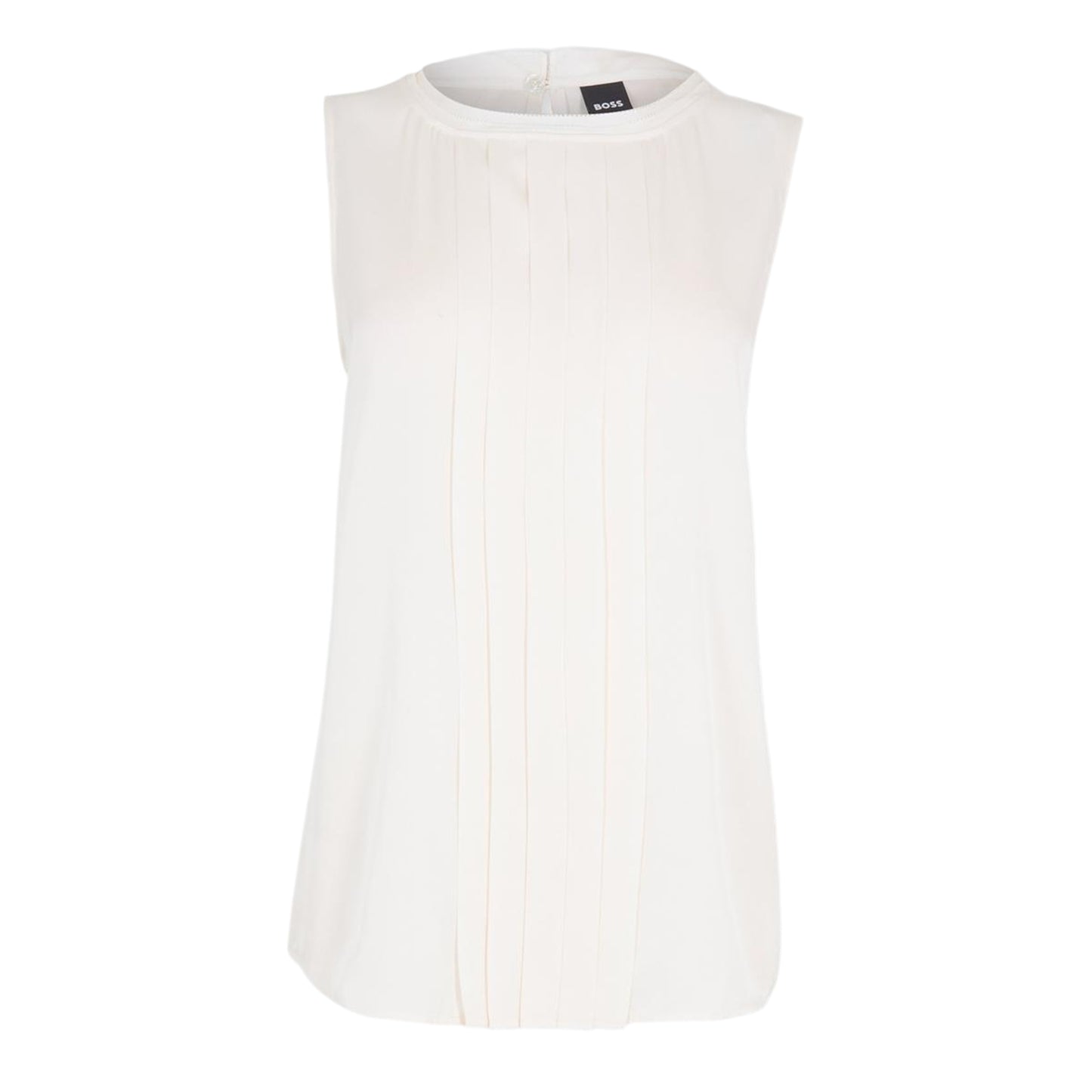 White - Front - Boss Womens-Ladies Jewel Collared Regular Sleeveless Blouse