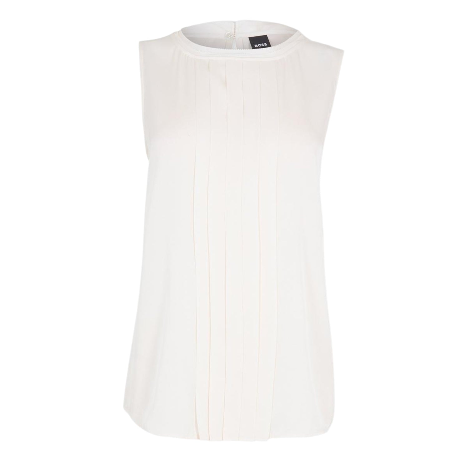 White - Front - Boss Womens-Ladies Jewel Collared Regular Sleeveless Blouse