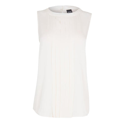 White - Front - Boss Womens-Ladies Jewel Collared Regular Sleeveless Blouse