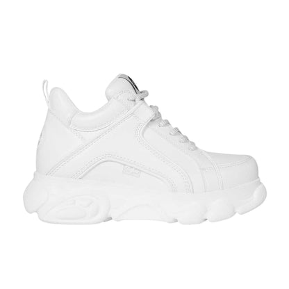 White - Front - Buffalo Womens-Ladies Platform Trainers