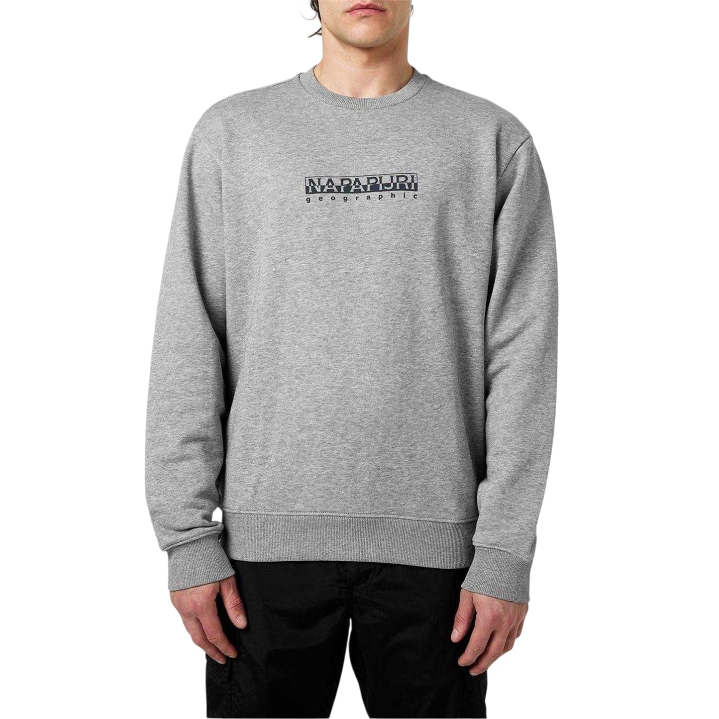 Grey - Front - Napapijri Mens Logo Regular Sweatshirt