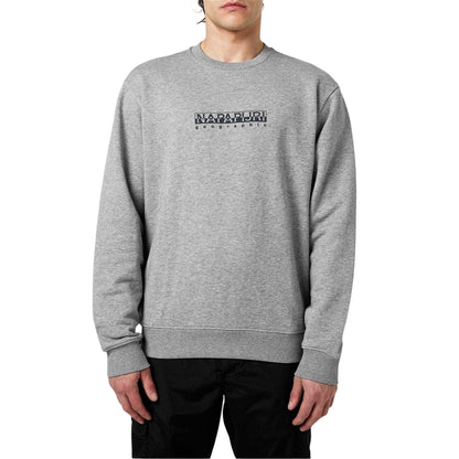 Grey - Front - Napapijri Mens Logo Regular Sweatshirt
